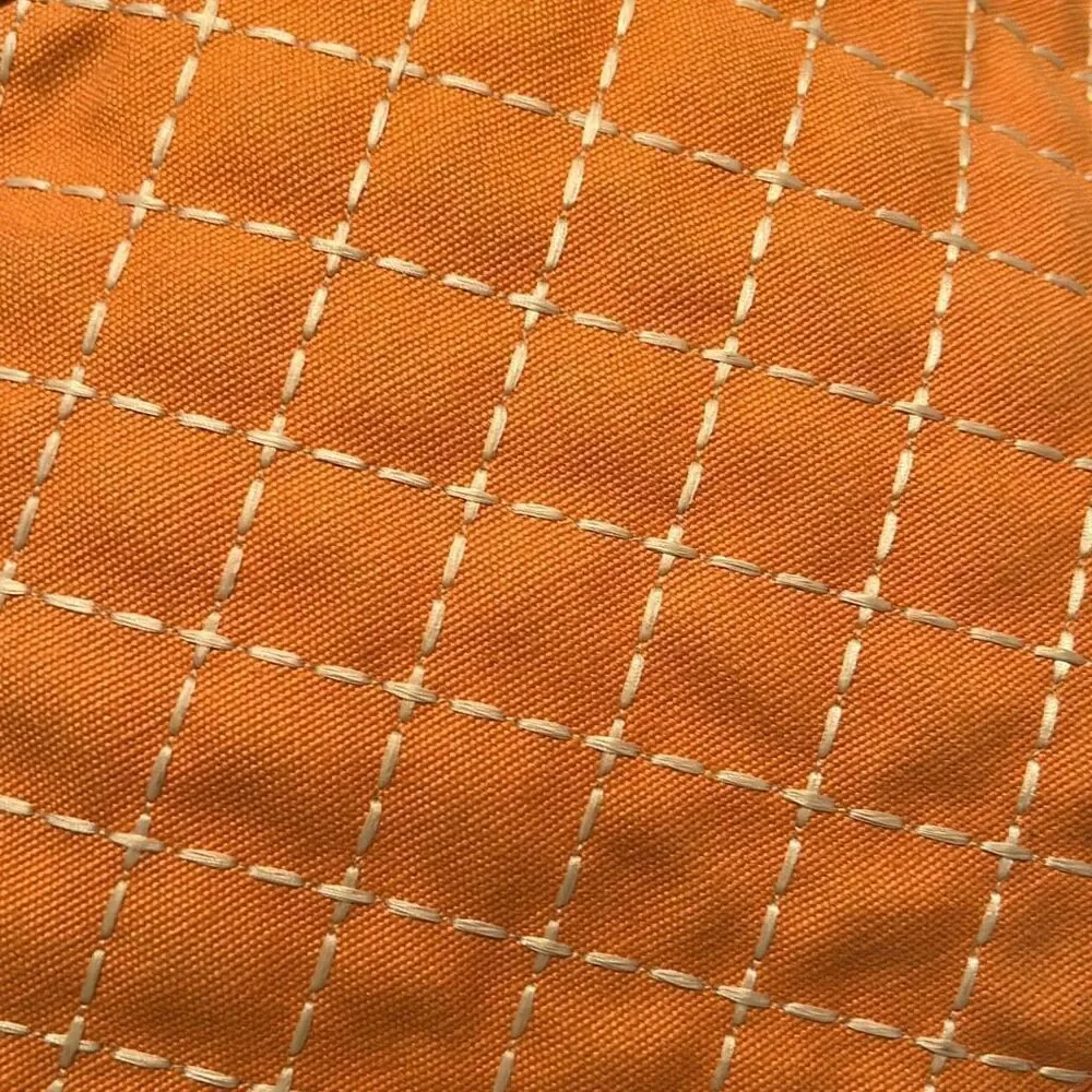 Salvatore Ferragamo Quilted Tote Bag Coral Orange With White Contrast Stitch